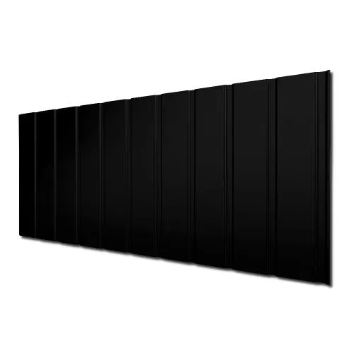 Preview: Erschreckend, wie Schwarz doch Schwarz sein kann. Überzeugen Sie sich selbst und kaufen dieses Wandblech T-7W in RAL9005 Tiefschwarz.